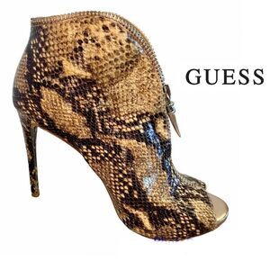 Guess brown tan Conroe Zippered Booties Snake Print Size 7.5M